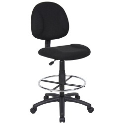 BOSS OFFICE PRODUCTS Contoured Comfort Rolling Fabric Drafting Stool In In Black