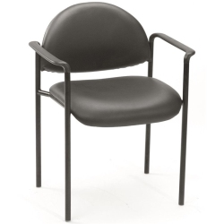 BOSS OFFICE PRODUCTS Diamond Faux Leather Upholstered Stackable Guest Chair In In Black