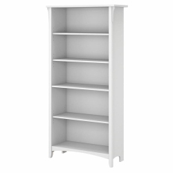 BUSH Salinas Tall 5 Shelf Bookcase In Pure And Shiplap Gray - Engineered Wood In White