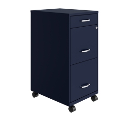 HIRSH INDUSTRIES LLC Space Solutions 18In Deep 3 Drawer Mobile Metal File Cabinet In Navy