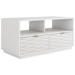 PEMBERLY ROW Traditional 40" Wooden Wave Pattern Tv Stand In In White