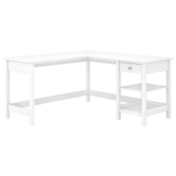 BUSH Furniture Broadview 60W L Shaped Computer Desk With Storage In Pure In White