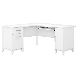 BUSH Somerset 60W L Shaped Desk With Storage In - Engineered Wood In White