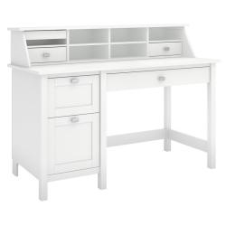 BUSH Furniture Broadview Computer Desk With 2 Drawer Pedestal And Organizer In In White
