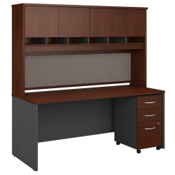 BBF Series C 72W X 30D Desk With Hutch And Mobile File Cabinet In Hansen Cherry