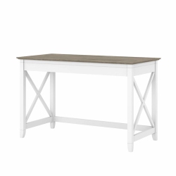 BUSH Key West 48W Writing Desk In Pure And Shiplap Gray - Engineered Wood In White