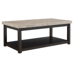 PICKET HOUSE Furnishings Caleb Marble Top Coffee Table In Espresso