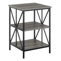 CONVENIENCE CONCEPTS Tucson Starburst End Table With Shelves In Wood Finish In Gray