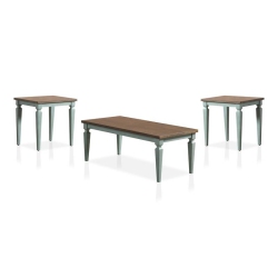 BOWERY HILL Transitional Wood 3-Piece Coffee Table Set In Antique In Blue