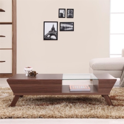 FURNITURE OF AMERICA Soto Contemporary Wood Coffee Table With Storage In Walnut
