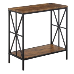 CONVENIENCE CONCEPTS Tucson Starburst Chairside End Table W/charging Station And Shelf In Nutmeg Wood