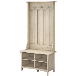 BOWERY HILL Furniture Salinas Hall Tree With Storage Bench In Antique In White
