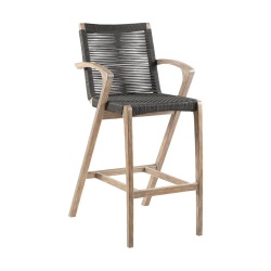 ARMEN LIVING Brielle Outdoor Light Eucalyptus Wood And Rope Stool In Charcoal