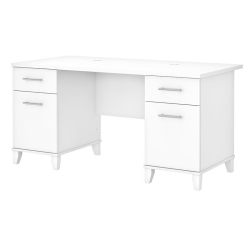 BUSH Somerset 60W Office Desk With Drawers In - Engineered Wood In White