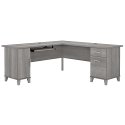 BUSH Somerset 72W L Shaped Desk With Storage In Platinum - Engineered Wood In Gray