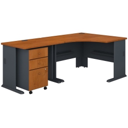 BBF Series A 83" L Shaped Executive Desk In Natural Cherry - Engineered Wood