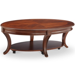 BEAUMONT LANE Oval Coffee Table With Casters In Cherry