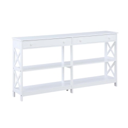 CONVENIENCE CONCEPTS Oxford Two-Drawer 60-Inch Console Table With Shelves In Wood Finish In White
