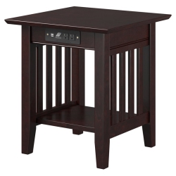 AFI Mission 20" Square Solid Wood Charger End Table In Espresso