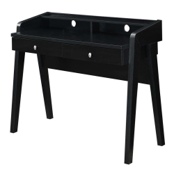 CONVENIENCE CONCEPTS Newport Deluxe Two-Drawer Desk With Shelf In Wood Finish In Black