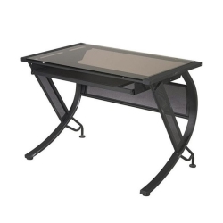 SCRANTON & CO Bronze Glass Top Desk With Keyboard Tray In In Black