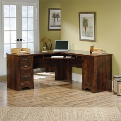 SAUDER Harbor View Corner Traditional Wood Computer Desk In Curado Cherry