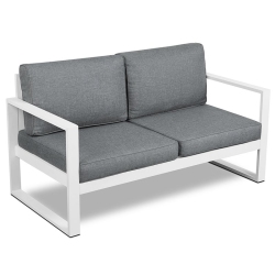 REAL FLAME Baltic Aluminum Patio Loveseat In In White