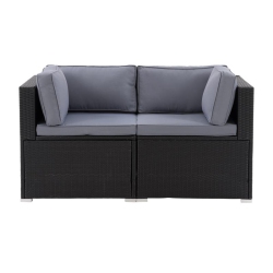 CORLIVING CANADA Corliving Patio Sectional Set 2PC - With Gray Fabric Cushions In Black