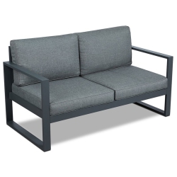 REAL FLAME Baltic Aluminum Patio Loveseat In In Gray