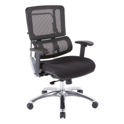 OFFICE STAR Vertical Mesh Back And Coal Fabric Seat With Polished Aluminum Base In Black