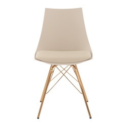 OFFICE STAR Oakley Chair In Cream Beige Faux Leather With Chrome Base In Gold