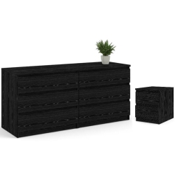 TVILUM CANADA 2 Piece Set With 6 Drawer Dresser And 2 Drawer Nightstand In In Black