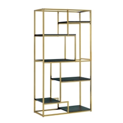 BOWERY HILL Modern Metal 6-Shelf Bookcase In In Champagne