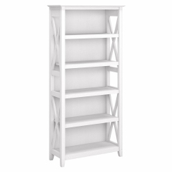 BUSH Furniture Key West 5 Shelf Bookcase In Pure Oak In White