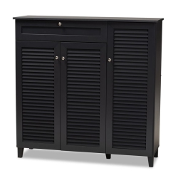 BAXTON STUDIO Coolidge Wood 11-Shelf And Drawer Shoe Cabinet In Dark In Gray