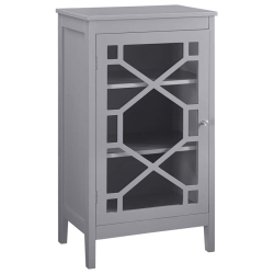 LINON Betty Small Wood And Glass Cabinet In In Gray
