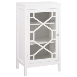 LINON Betty Small Wood And Glass Cabinet In In White