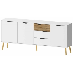 PEMBERLY ROW Mid-Century Engineered Wood 77" Sideboard In And Oak In White