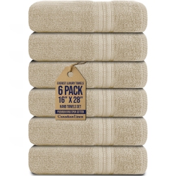 CANADIAN LINEN Luxury Everest Hand Towels, 16”X28”, 6 Pack, Soft Absorbent Cotton Lightweight Quick Dry Kitchen Towel Set for Gym, Hotel Massage