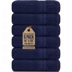 CANADIAN LINEN Luxury Everest Hand Towels, 16”X28”, 6 Pack, Lightweight Quick Dry Soft Absorbent Cotton Kitchen Towels Set for Home, Salons