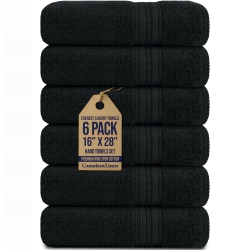 CANADIAN LINEN Luxury Everest Hand Towels Set, 16”X28” 6 Pack, Lightweight Quick Dry Soft Absorbent Cotton Hand Towels for Spa, Salons, Barbers