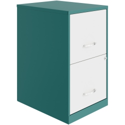 HIRSH INDUSTRIES LLC Space Solutions 18In. 2 Drawer Metal File Cabinet Teal/white