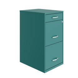HIRSH INDUSTRIES LLC Space Solutions 18In Deep 3 Drawer Metal Organizer File Cabinet Teal/turquoise