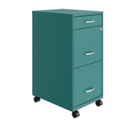 HIRSH INDUSTRIES LLC Space Solutions 18In Deep 3 Drawer Mobile Metal File Cabinet Teal/turquoise