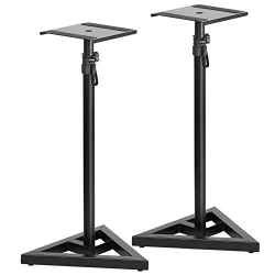 DURAMEX (Tm) Upgraded Height Adjustable Speaker Stands Mounts, Two In One Floor Stands, Heavy Duty Base And Extendable Tube \w 44 Lbs Capacity Per