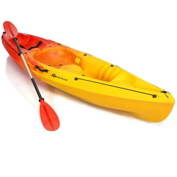 COSTWAY Single Sit-On-Top Kayak 0Ne Person Kayak Boat W/ Detachable Aluminum Paddle