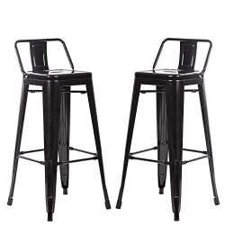 FDW Metal Bar Stool Set Of 2 Height Adjustable 30 Inches Stackable Barstools Low Backrest Kitchen Chairs Patio Chairs Dining Stool Tolix Style Bar