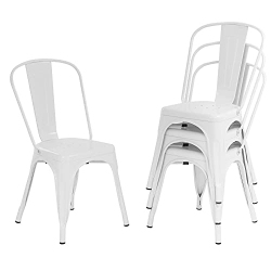 FDW Metal Dining Chairs Set Of 4 Indoor Outdoor Chairs Patio Chairs Kitchen Chairs 18 Inch Seat Height Metal Restaurant Chair Stackable Chair Tolix