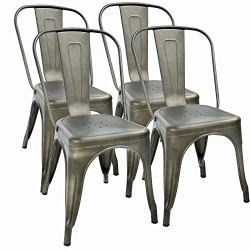 FDW Metal Dining Chairs Set Of 4 Indoor Outdoor Chairs Patio Chairs Kitchen Metal Chairs 18 Inch Seat Height Restaurant Chair Metal Stackable Chair