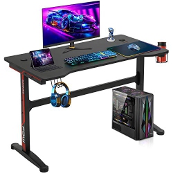 FDW Gaming Desk Computer Desk 47.2 Inches Writing Desk Office Desk Student PC Desk Extra Large Modern Ergonomic Racing Style Table Workstation Carbon